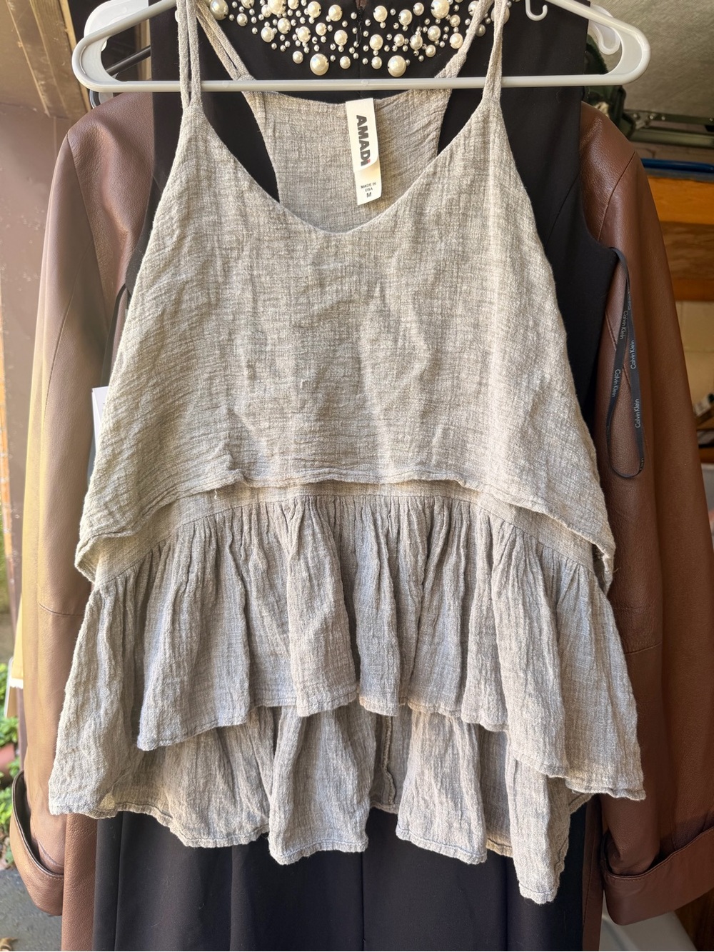 Amara Layered Ruffle Camisole - Light Gray - Picture 2 of 4